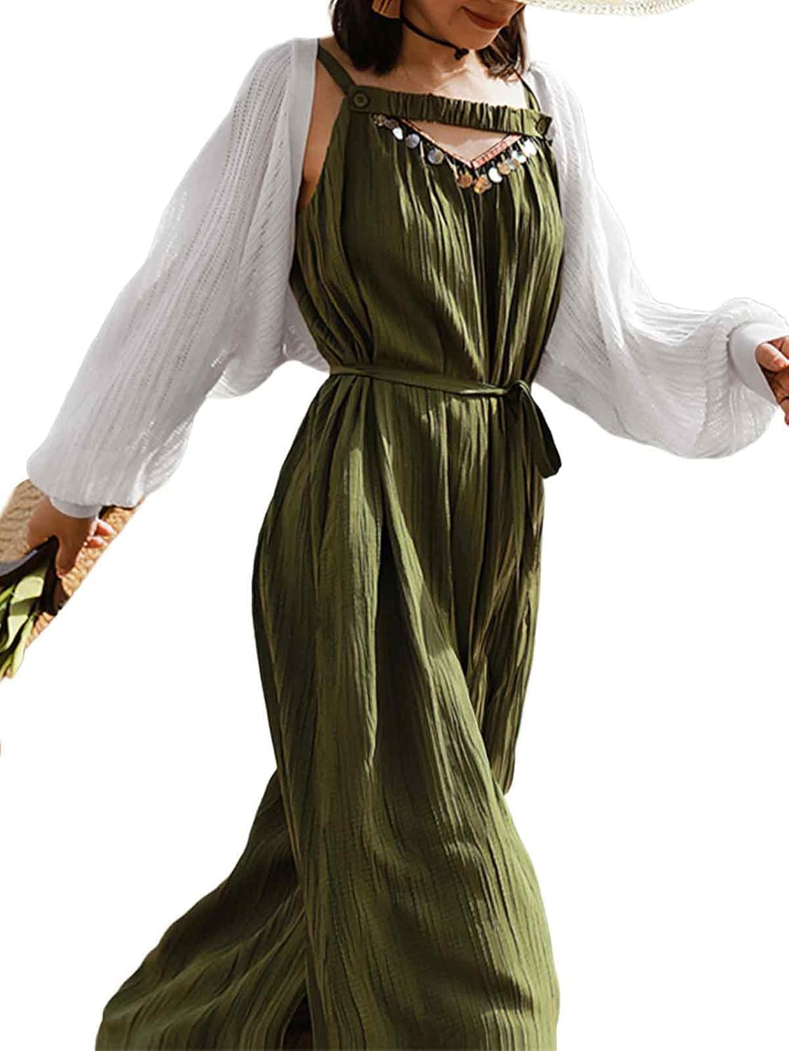 カーディガン the Virgins - the virgins sleeve bolero cardigan(green Mustcan Women's Tie Front Shrug Long Sleeve Bolero Cardigan